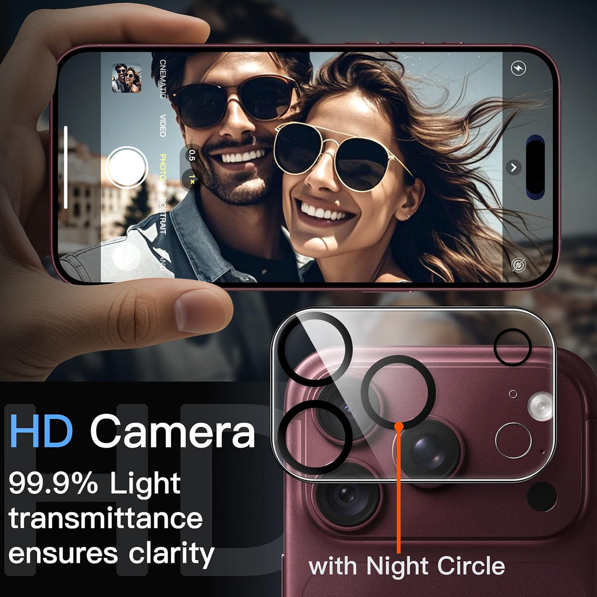 iPhone 18 Pro / 17 Pro (6.3") Camera Lens Protector, 9H Tempered Glass, HD Clear, Anti-Scratch, Case Friendly