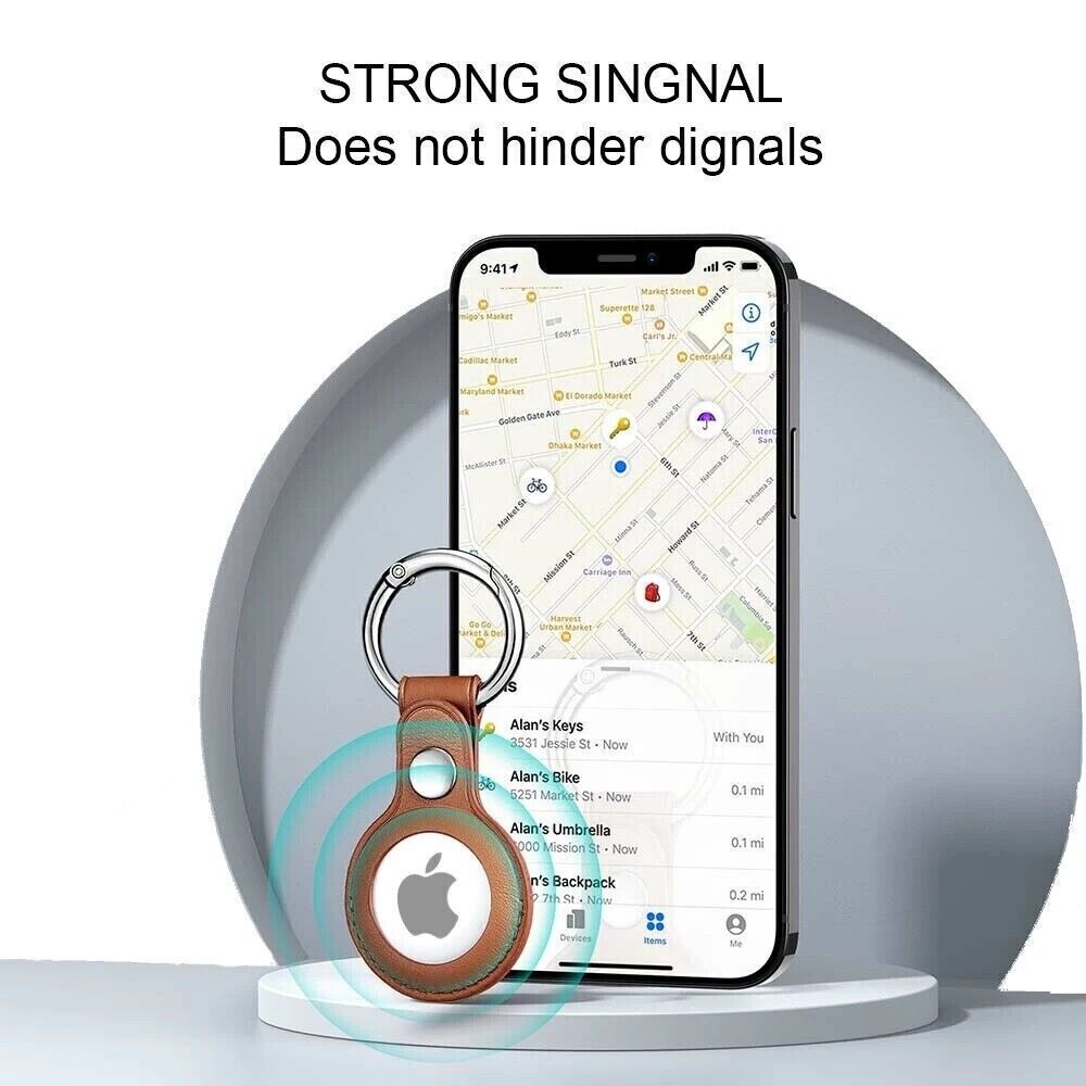 For Apple AirTag Leather Case Protective Shell Location Tracker Air Tag Cover