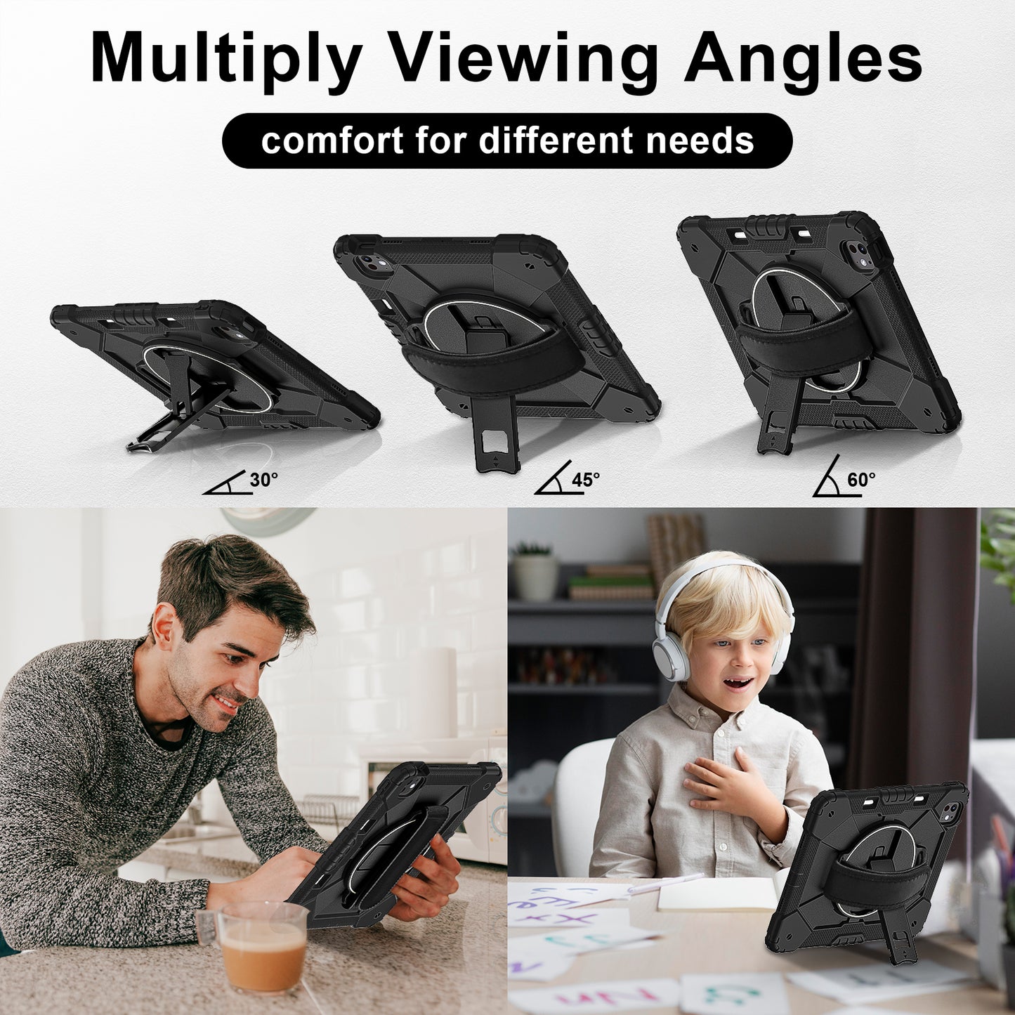 Rugged Stand Hard Case Shockproof Cover Strap For iPad Pro 13" (2024)