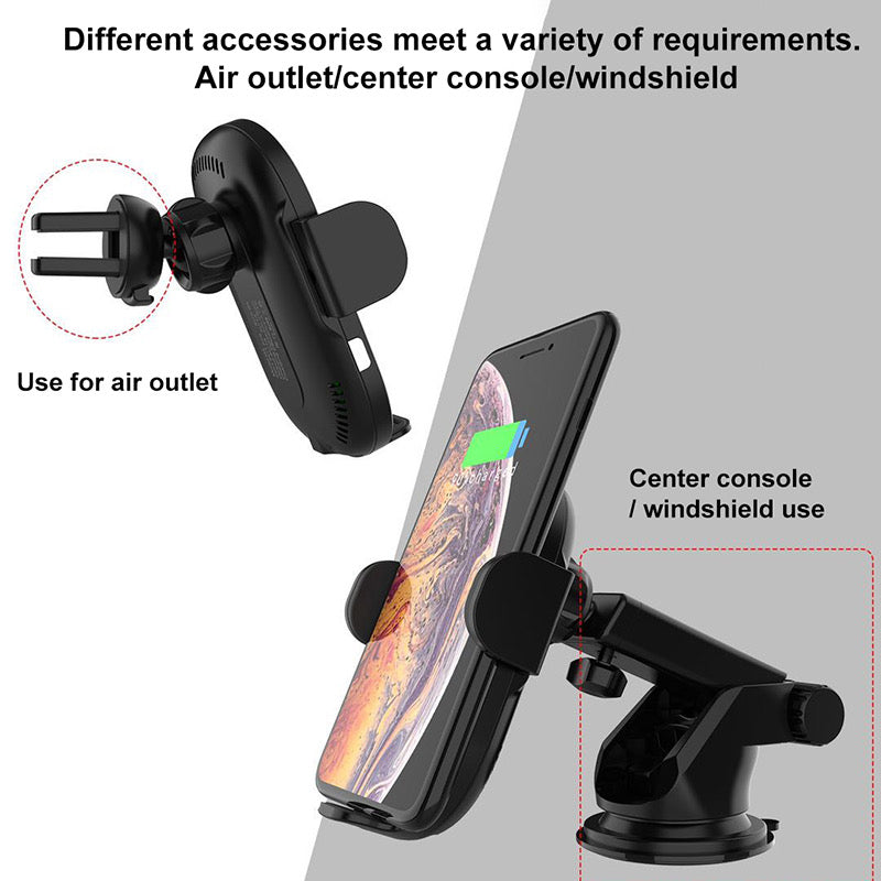 15W Automatic Clamping Wireless Charging Car Charger Mount Air Vent Phone Holder
