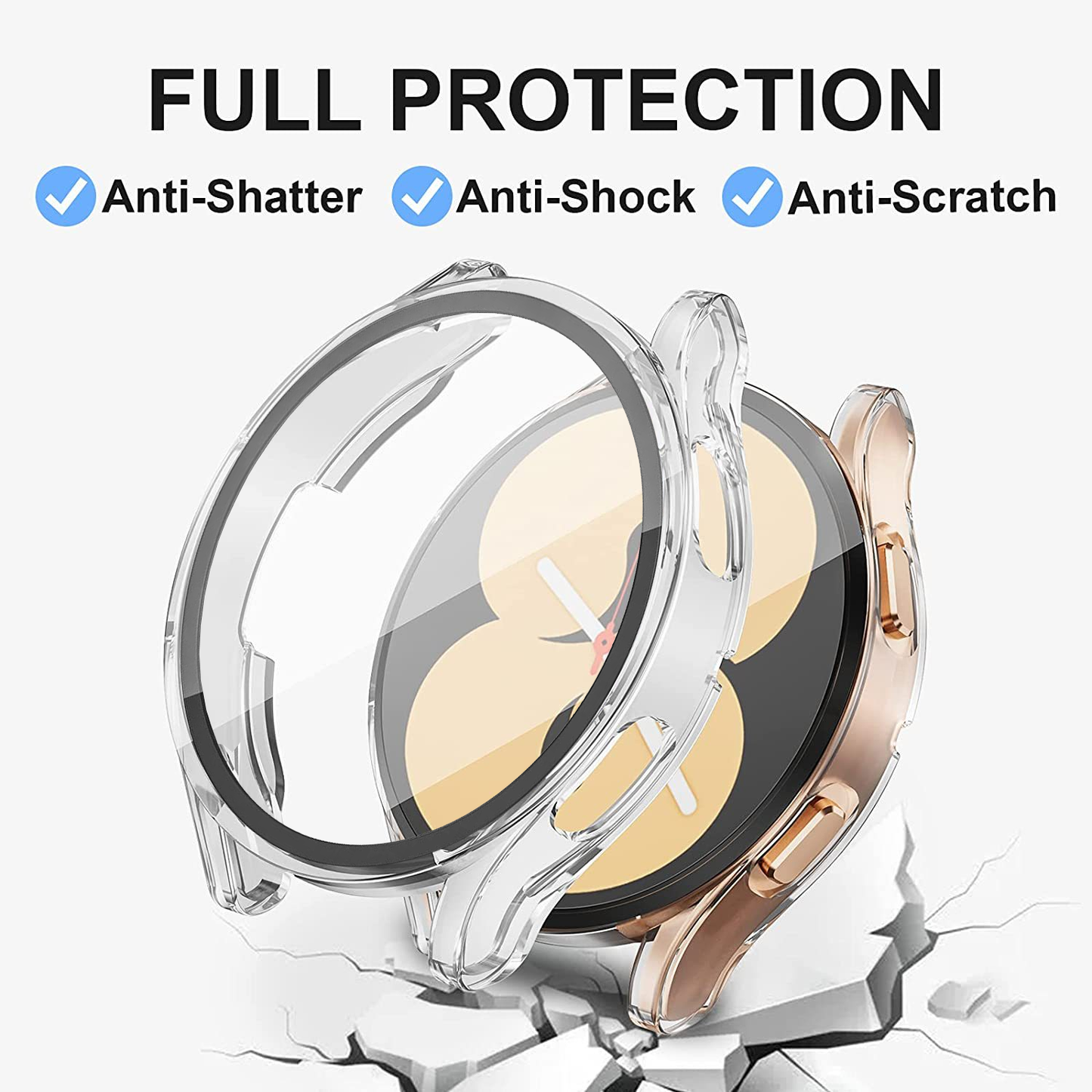 For Samsung Galaxy Watch 5 4 40 44mm Full Cover Screen Glass Protector Shell Case