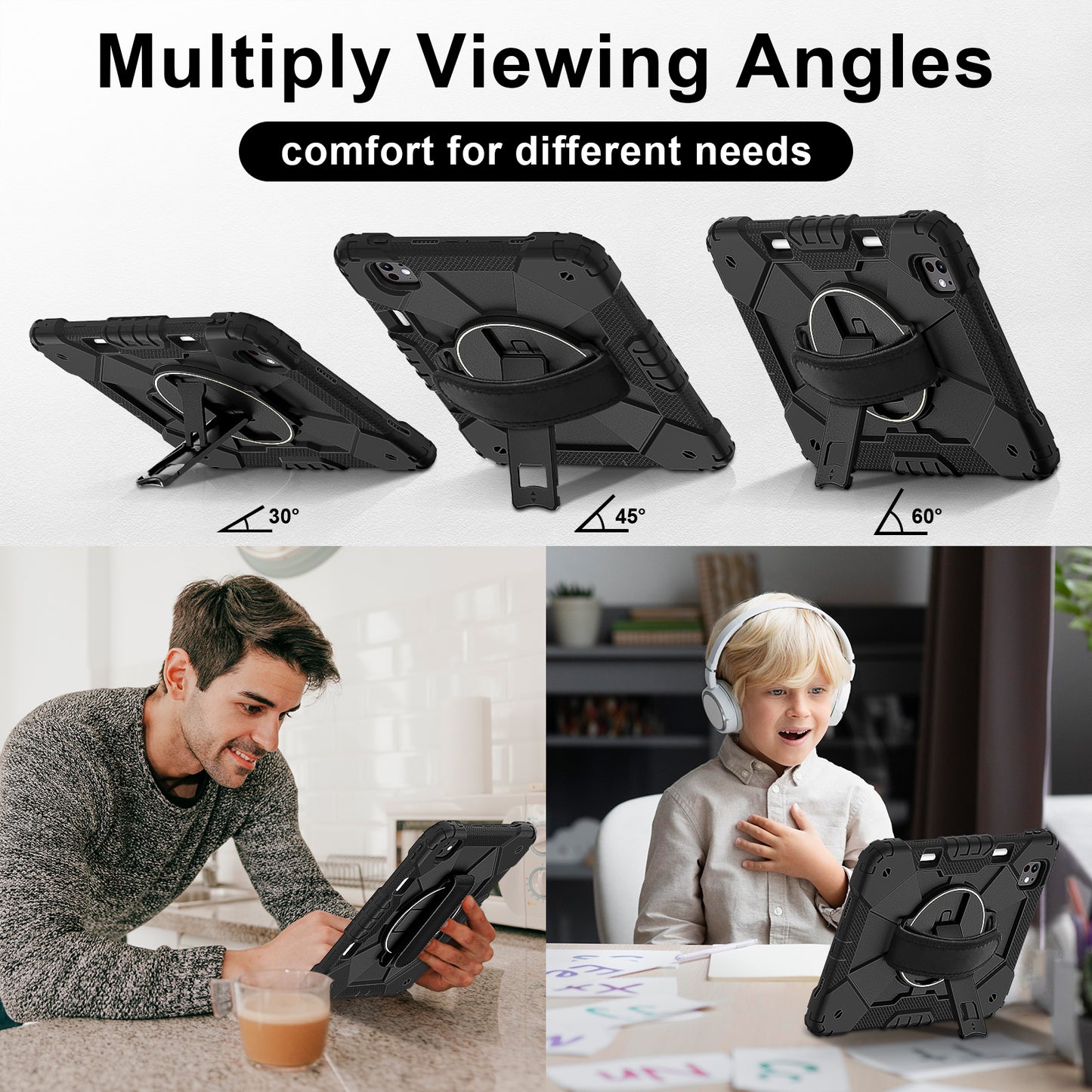 Rugged Stand Hard Case Shockproof Cover Strap For iPad Pro 11" (2024)