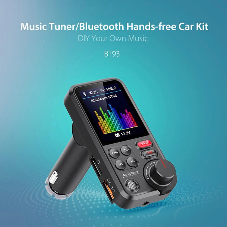 FM Transmitter Wireless Bluetooth Large LCD Screen MP3 Player QC USB Car Charger