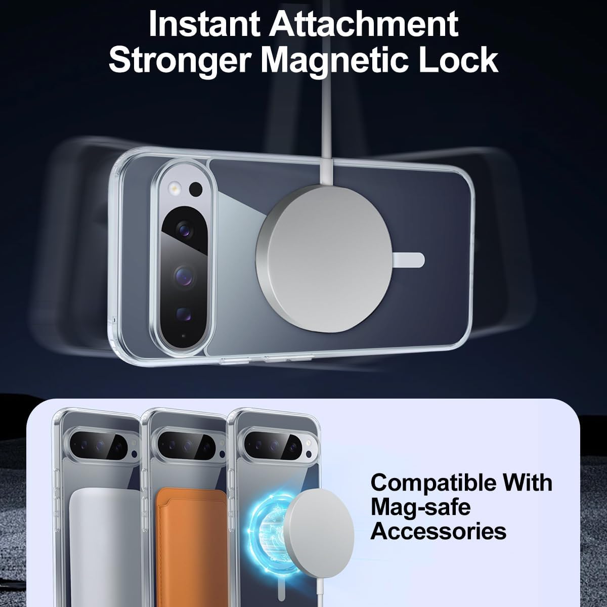 Magnetic Clear Case for Google Pixel 10 Pro XL MagSafe Compatible Anti-Scratch Transparent Protective Cover