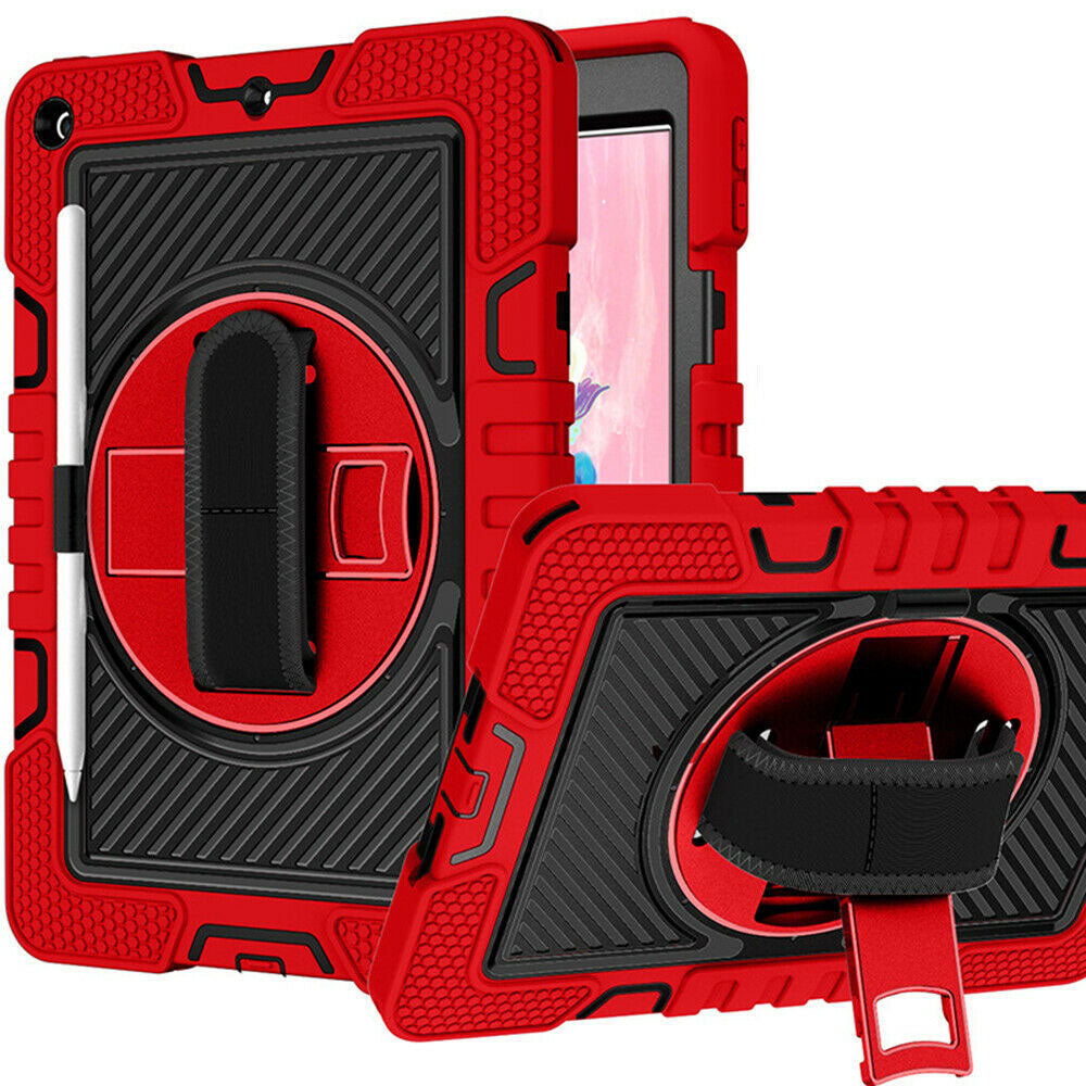 For iPad Rugged Stand Hard Case Shockproof Hybrid Cover + Strap