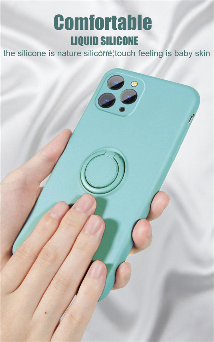 Ring Stand Case Shockproof Magnet Silicone Cover For iPhone