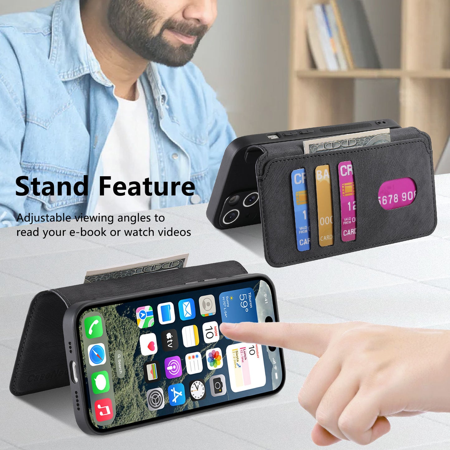 For iPhone 17 (6.3") Detachable Wallet Case Flip Leather Magsafe Magnetic Cover