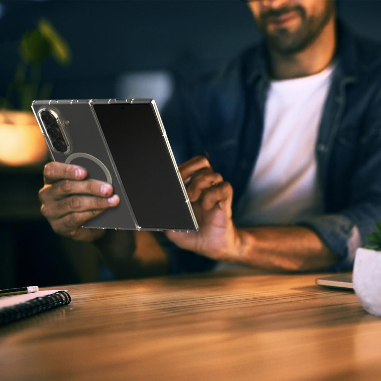 Magnetic Clear Case for Samsung Galaxy Z Fold 7 MagSafe Compatible Magnetic Shockproof Bumper Clear Cover