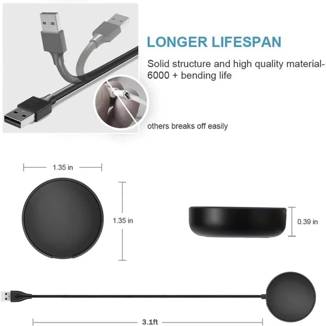 USB Charger Dock Cable For Samsung Galaxy Watch 7 6 3 4 5 Pro 45 42 47 44 46 40mm