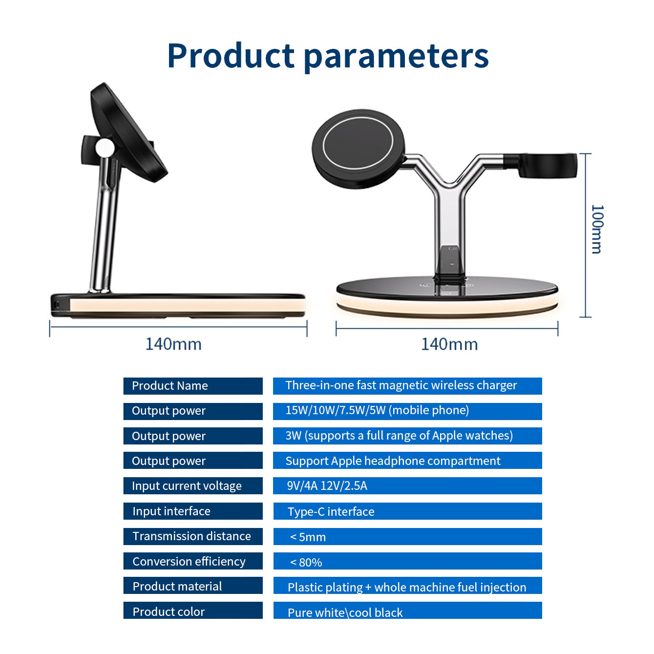 Wireless Charger 15W Fast Charger Station Lamp For Apple Watch iPhone AirPods
