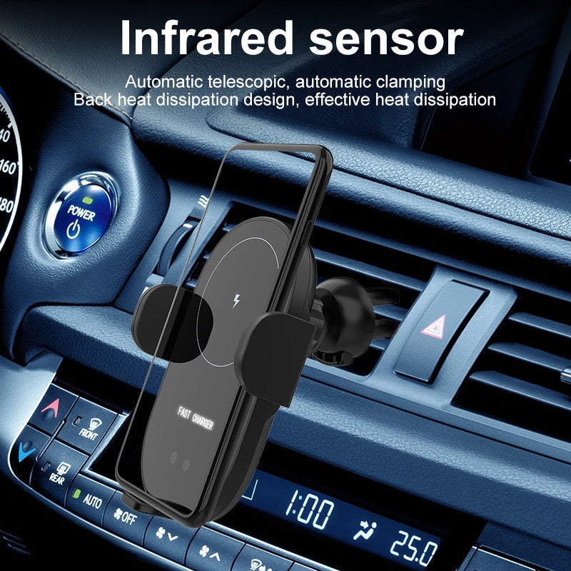 15W Automatic Clamping Wireless Charging Car Charger Mount Air Vent Phone Holder