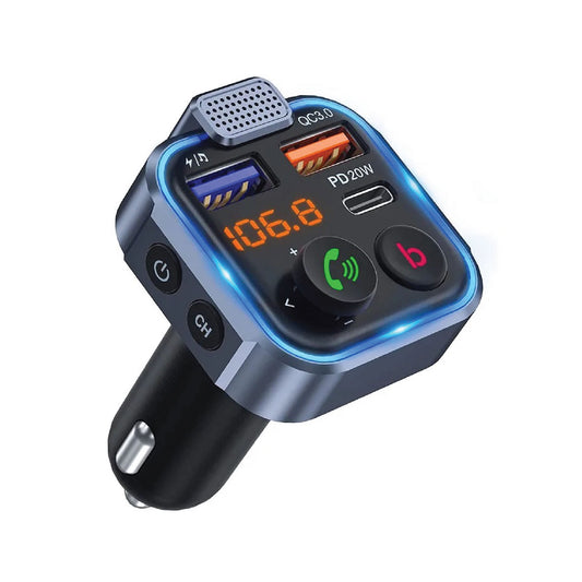 Bluetooth FM Transmitter QC3.0 PD USB-C Car Charger Wireless RGB Backlit Adapter