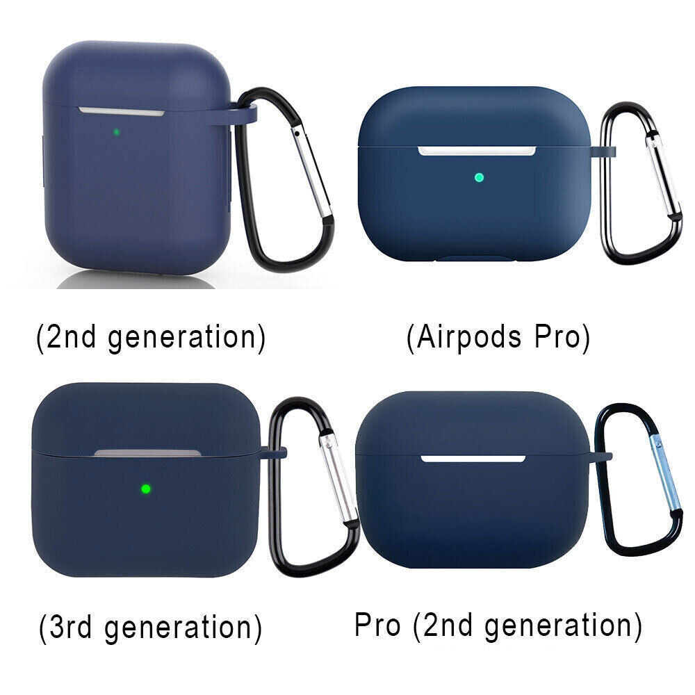 For Apple AirPods Silicone Case Protective Soft Cover Shell Key Chain