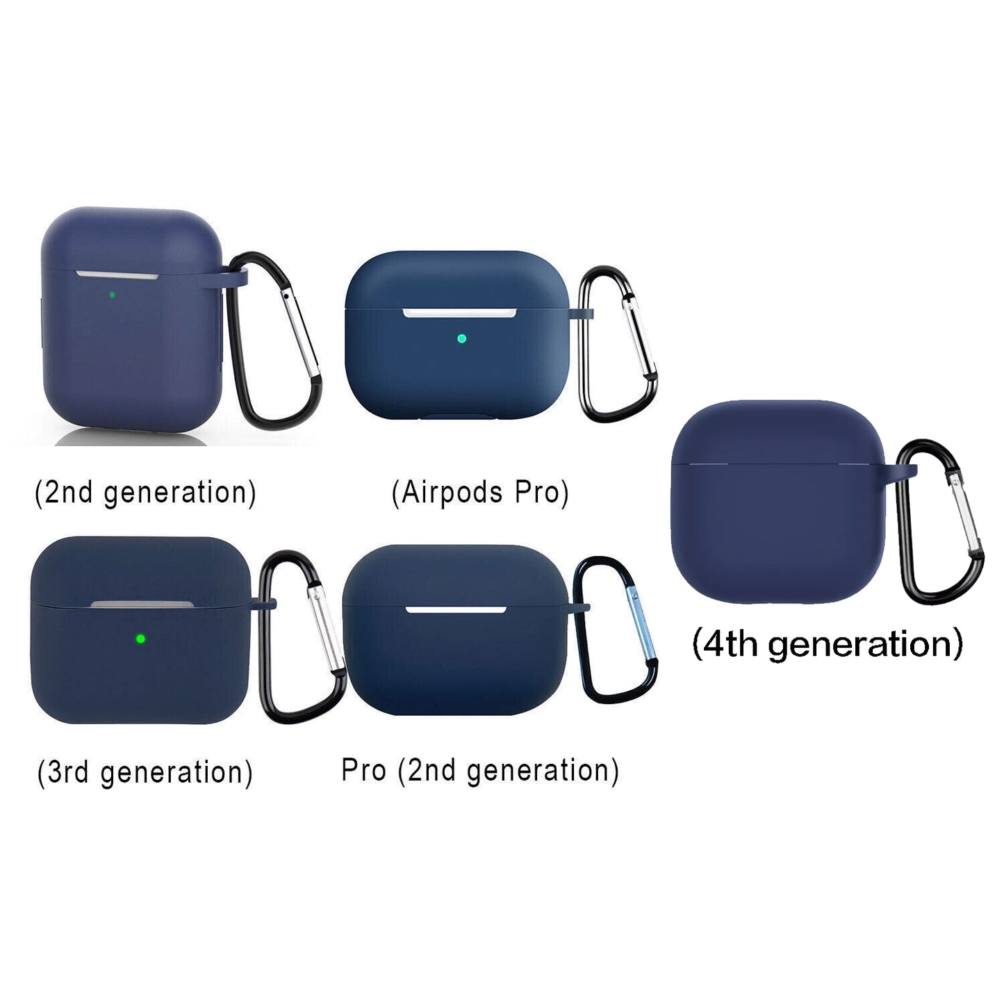 For Apple AirPods Silicone Case Protective Soft Cover Shell Key Chain