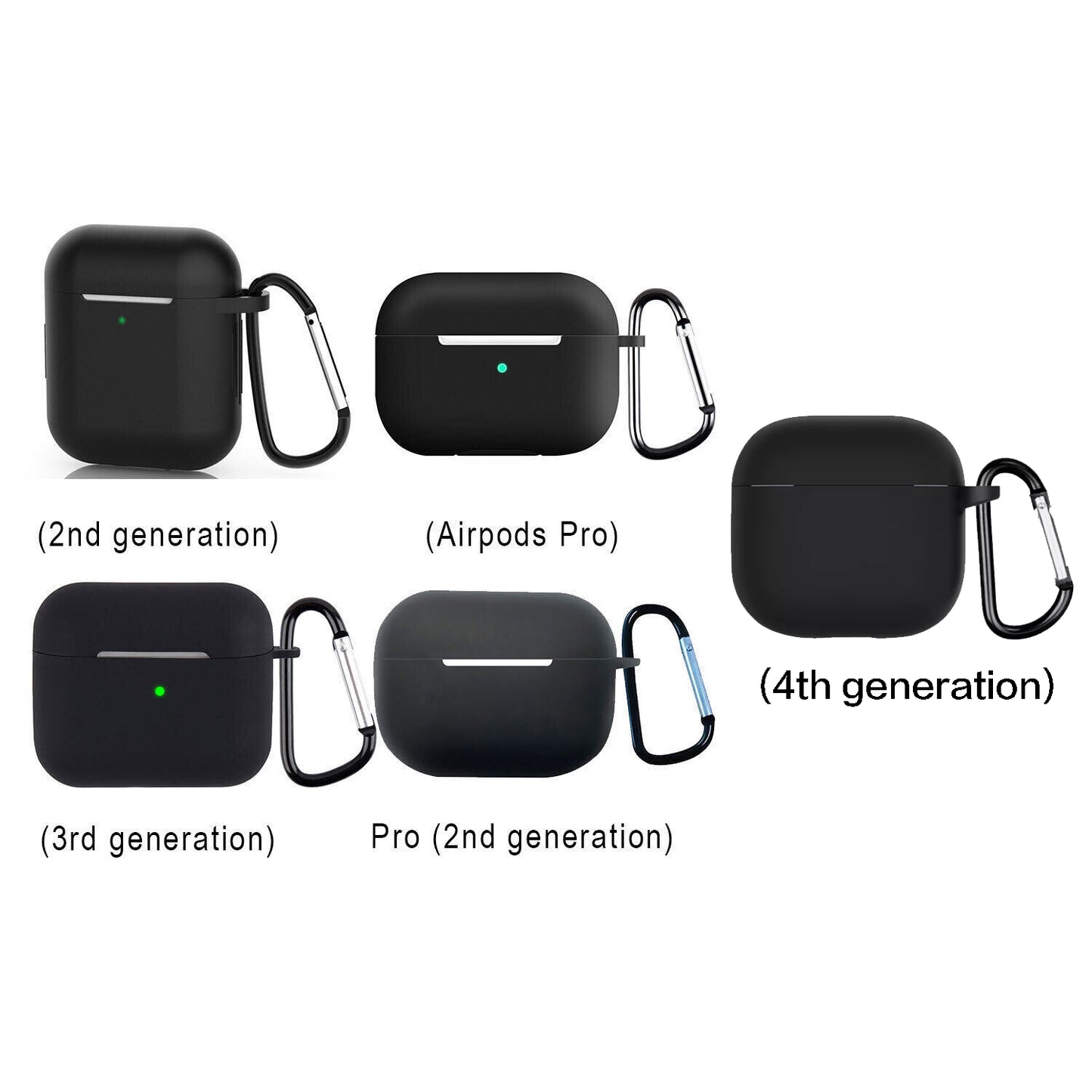 For Apple AirPods Silicone Case Protective Soft Cover Shell Key Chain