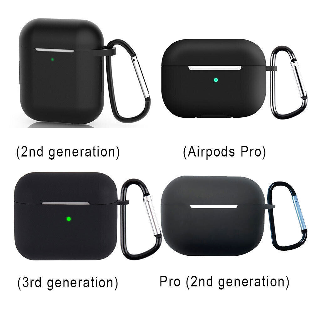 For Apple AirPods Silicone Case Protective Soft Cover Shell Key Chain