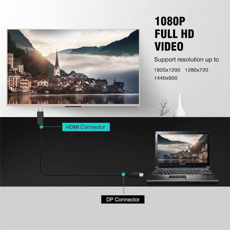 Displayport DP to HDMI 1.8M Cable Male to Male 1080p Full HD High Speed