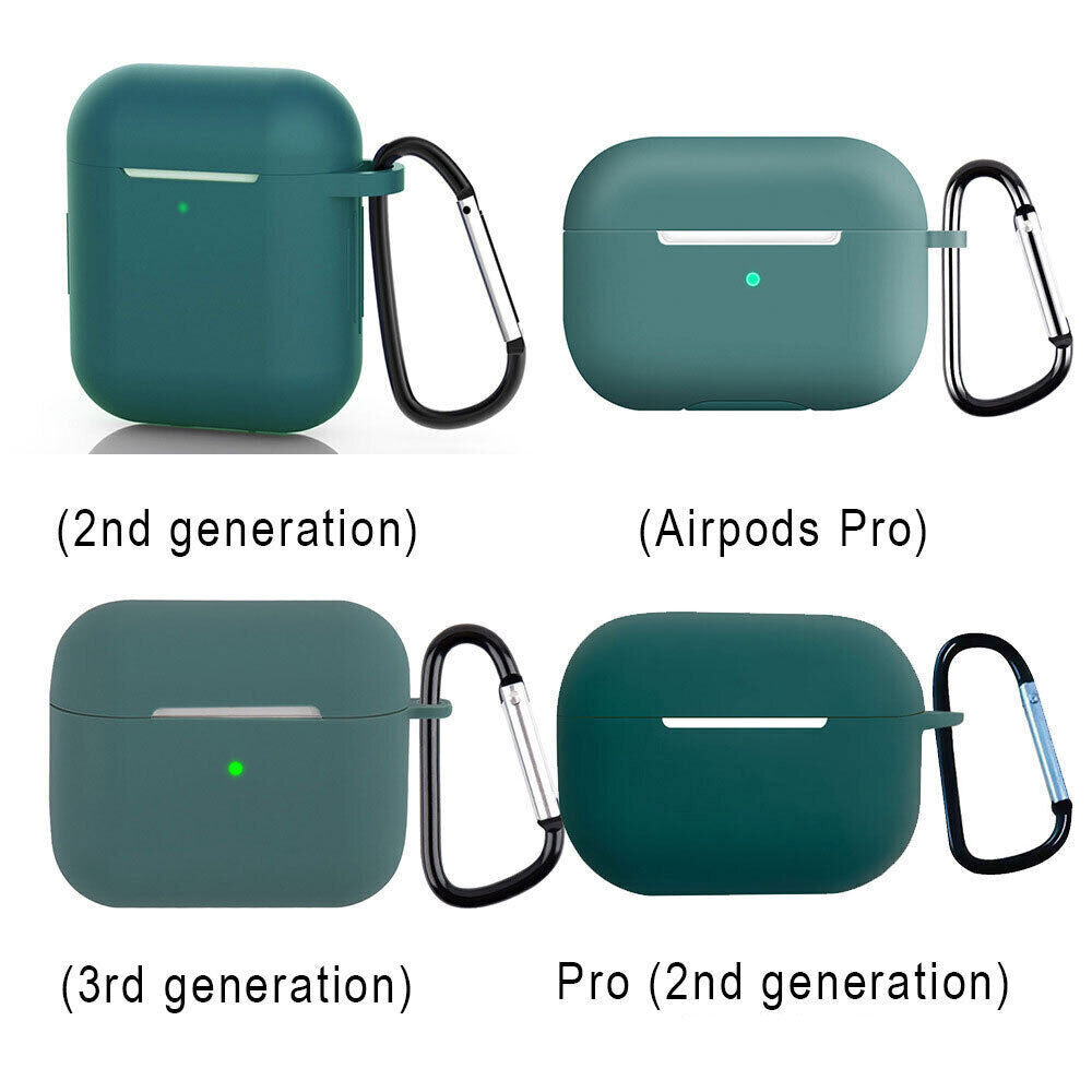 For Apple AirPods Silicone Case Protective Soft Cover Shell Key Chain