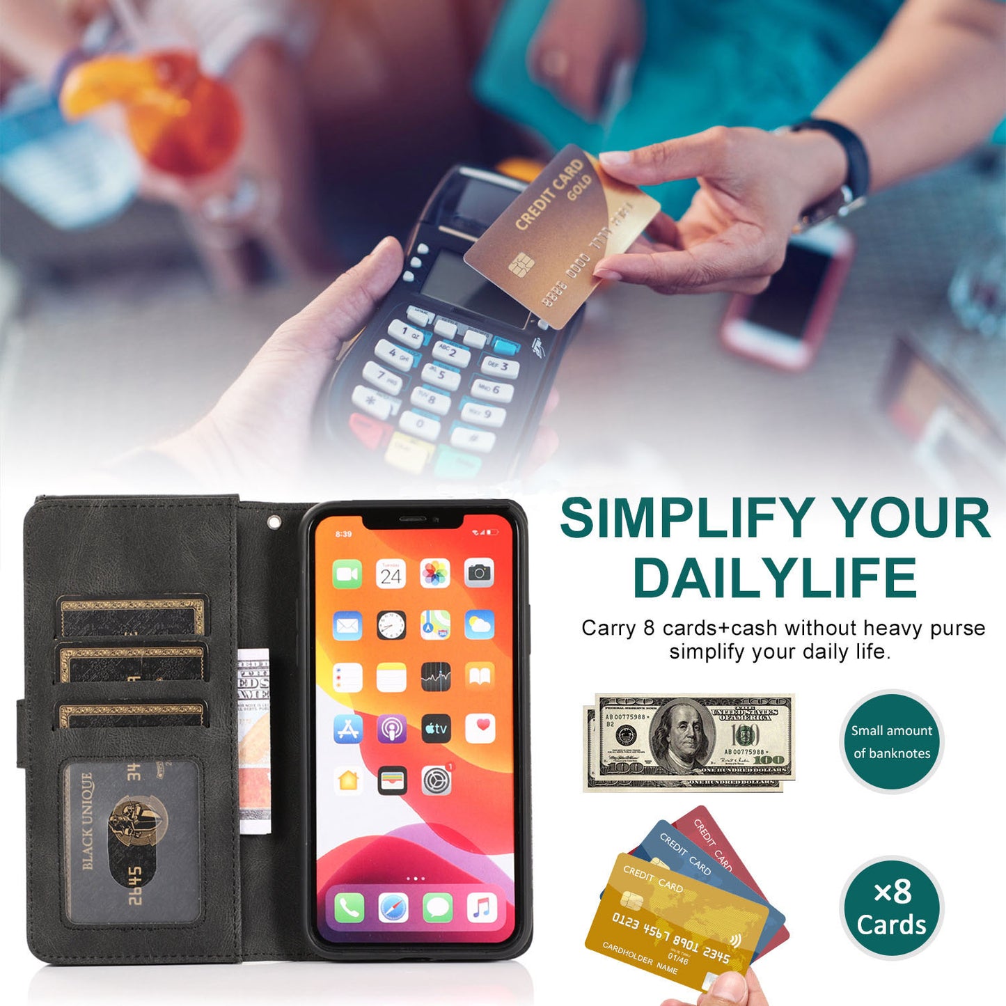 Flip Leather Case For iPhone 13 Series Wallet Card Slot Cover