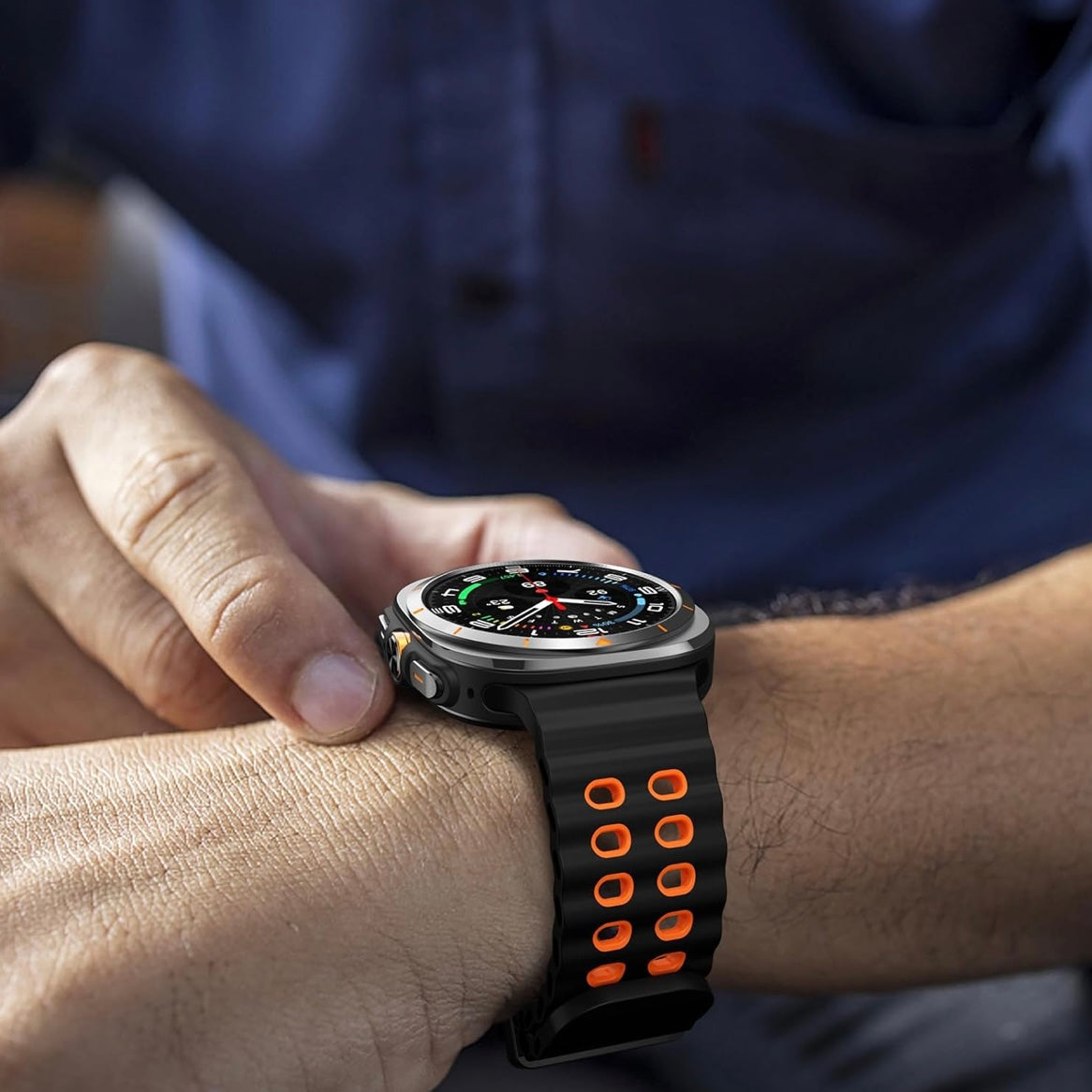 Rugged Breathable Sport Band Soft Silicone Waterproof For Samsung Galaxy Watch Ultra 47mm - Orange