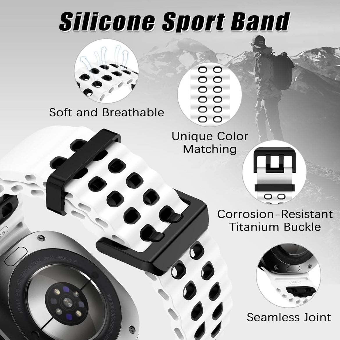 Rugged Breathable Sport Band Soft Silicone Waterproof For Samsung Galaxy Watch Ultra 47mm - White