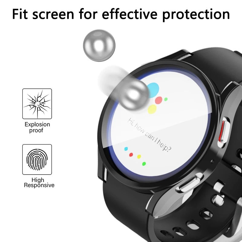 For Samsung Galaxy Watch 6 40 44mm Full Cover Screen Glass Protector Shell Case