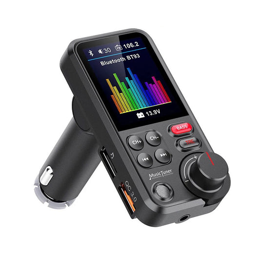 FM Transmitter Wireless Bluetooth Large LCD Screen MP3 Player QC USB Car Charger
