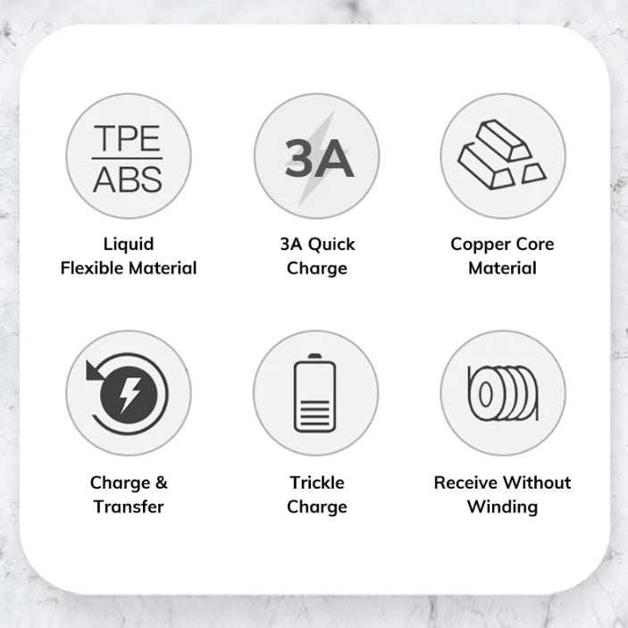 TOPK Self Winding 3A Fast Charging Charger USB Cable For Type-C