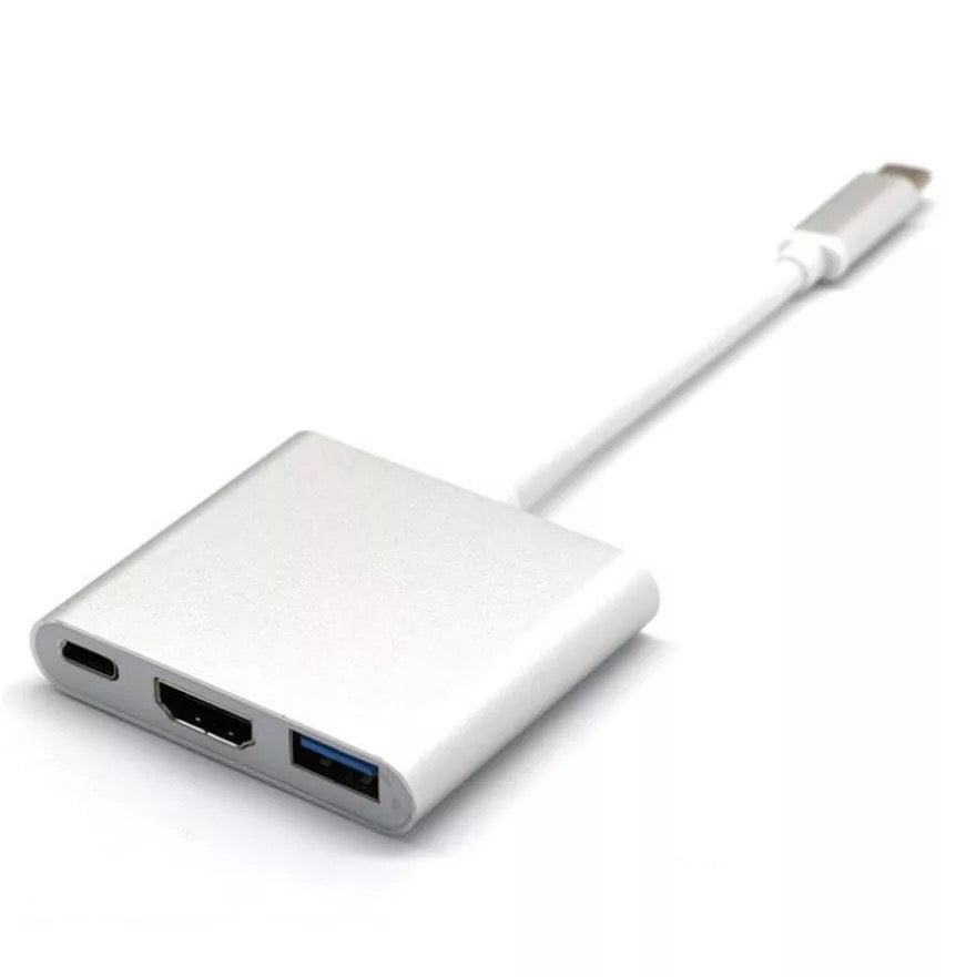 Type C to USB-C HDMI USB 3.0 Adapter Converter Cable 3 in 1 Hub For MacBook Pro