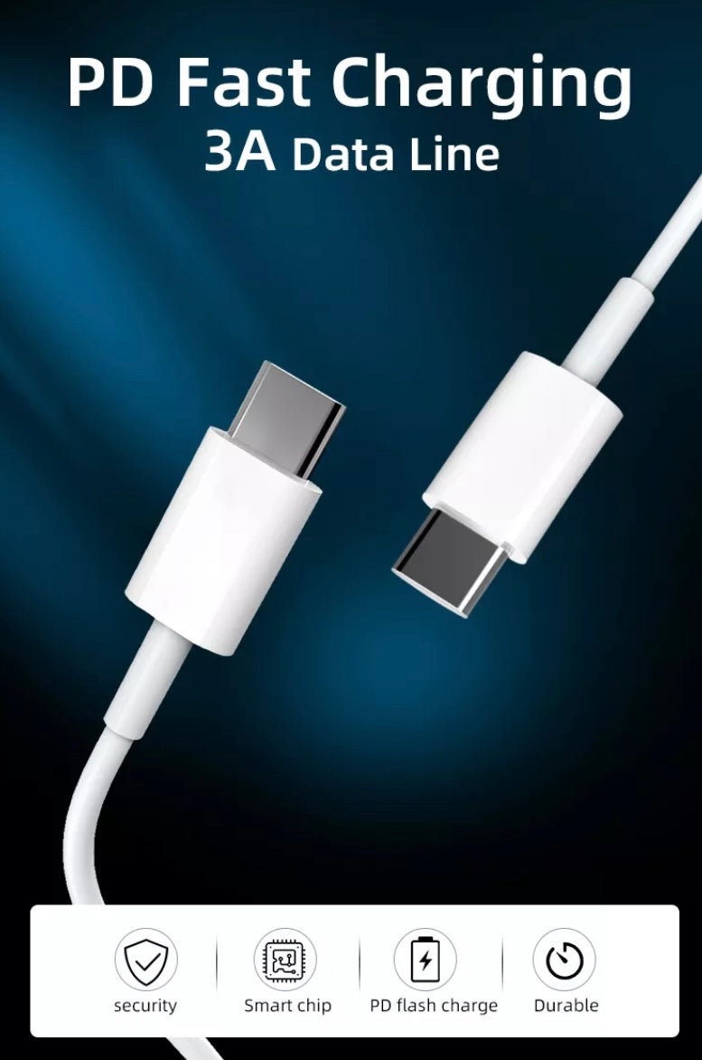 1M/2M Type C to USB-C Cable Charge Charging Fast Charger
