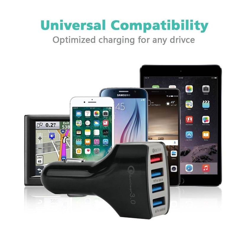 Fast Charge QC3.0 Car Charger 4 USB Ports Power Adapter Cigarette Lighter Socket