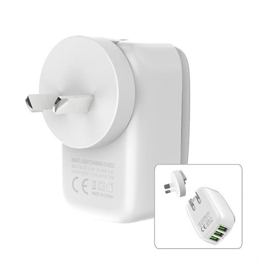 TOPK Wall Charger Travel Adapter AU Plug 3.4A 3 USB With LED Touch Night Light