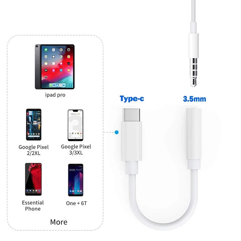 USB Type C to 3.5mm Headphone Audio Aux Stereo Cable Adapter