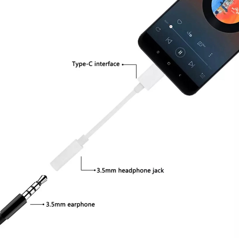 USB Type C to 3.5mm Headphone Audio Aux Stereo Cable Adapter