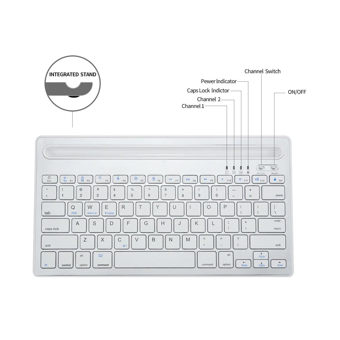 Keyboard Multi Device Universal Wireless Device Bluetooth 3.0 With Sturdy Stand