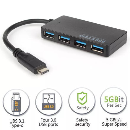 Multi USB Type C To USB 3.0 Hub 4 Ports Slim Adapter 5Gbps For PC Laptop Tablet