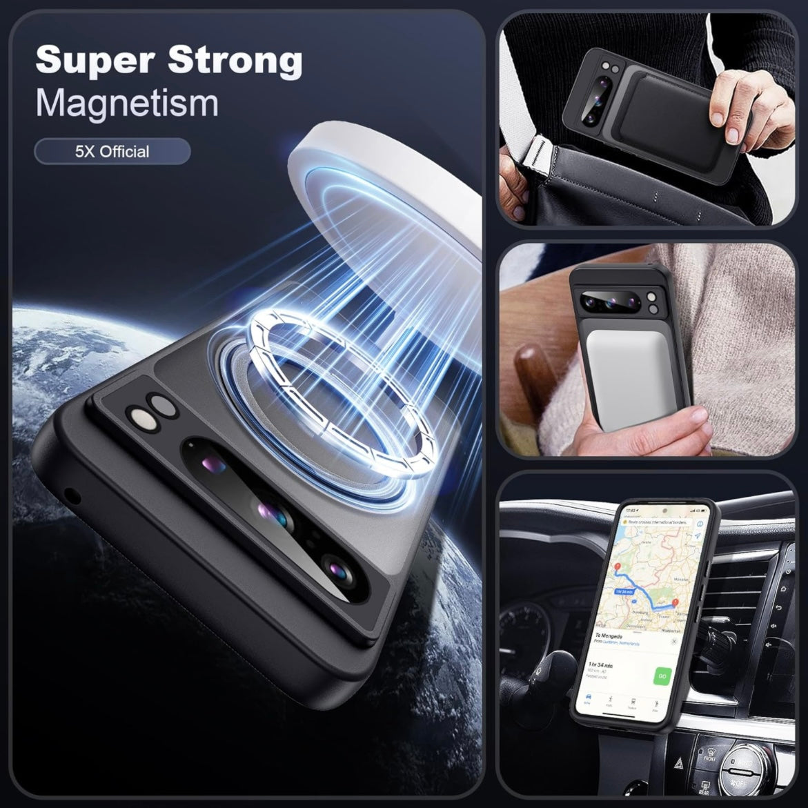 For Google Pixel 360°Rotatable Magnetic Ring Case Magsafe With Stand & Ring Holder