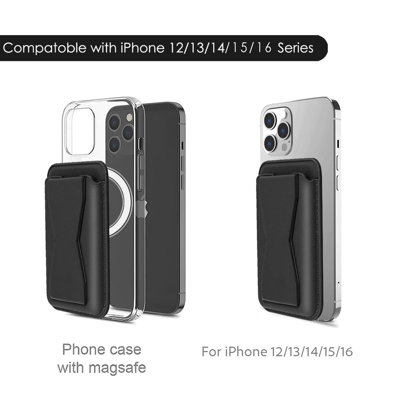 2-in-1 Magnetic Wallet MagSafe Card Holder Kickstand For Phone