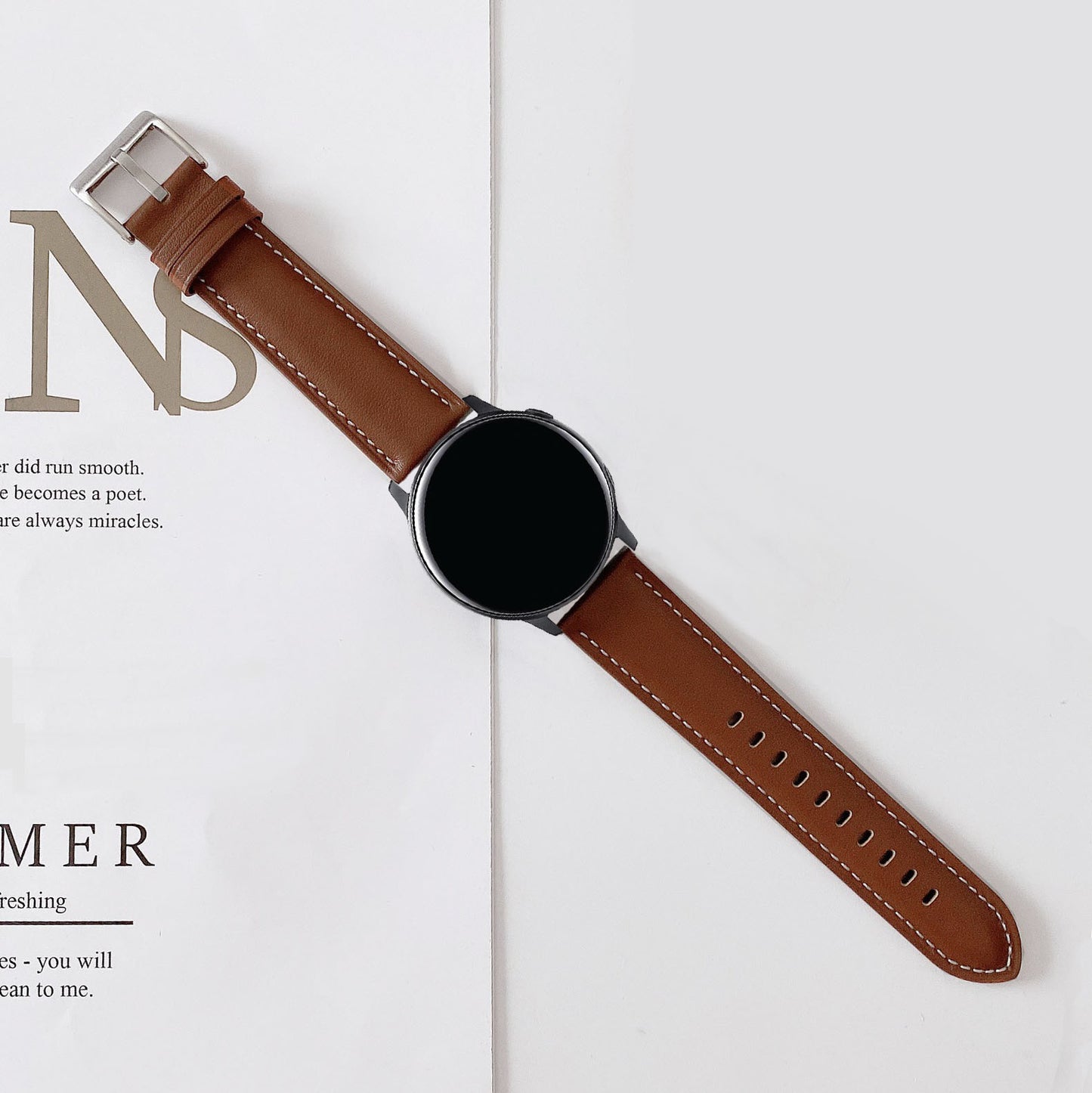 Genuine Leather Watch Band Strap For Samsung Galaxy Watch 4 5 6 7 Garmin Venu Huawei 20mm 22mm