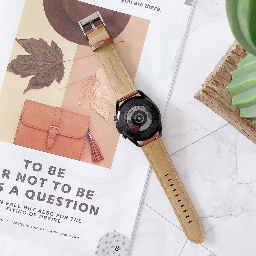 Genuine Leather Watch Band Strap For Samsung Galaxy Watch 4 5 6 7 Garmin Venu Huawei 20mm 22mm