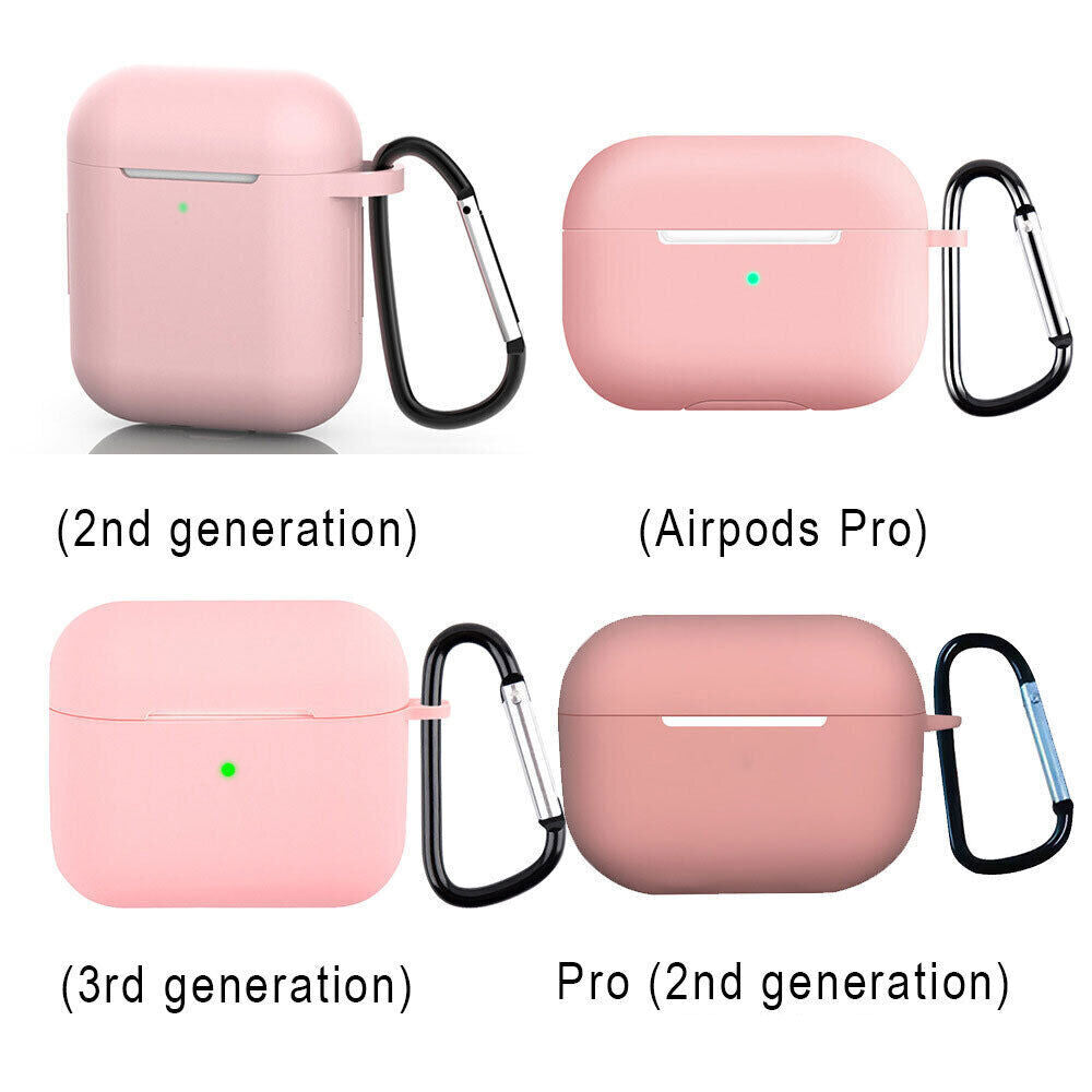 For Apple AirPods Silicone Case Protective Soft Cover Shell Key Chain
