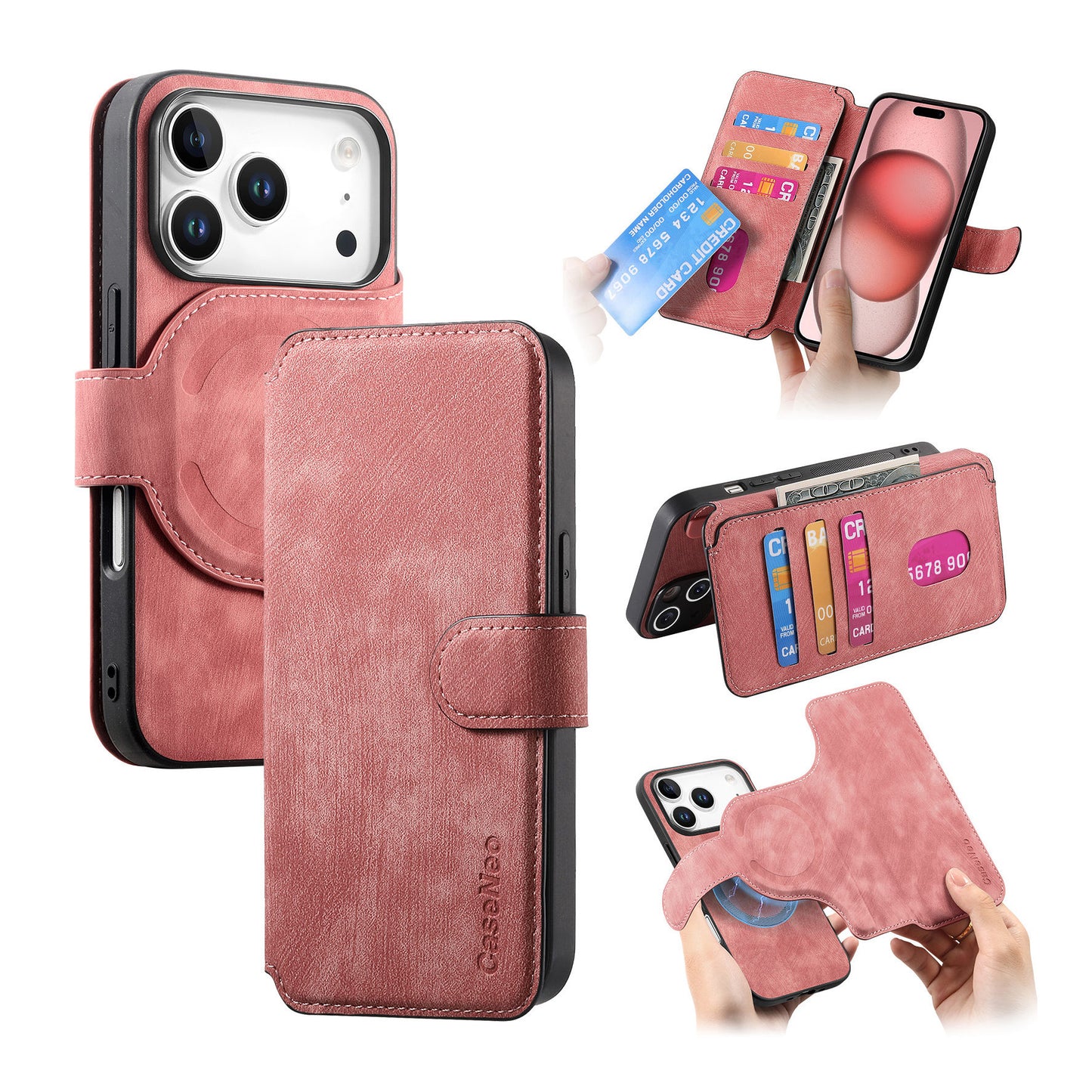 For iPhone 17 Pro Max (6.9") Detachable Wallet Case Flip Leather Magsafe Magnetic Cover