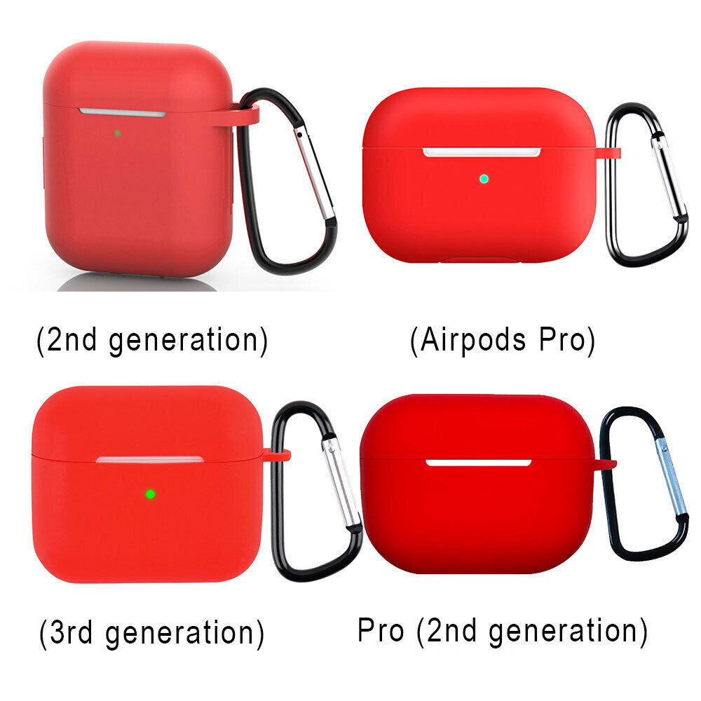 For Apple AirPods Silicone Case Protective Soft Cover Shell Key Chain