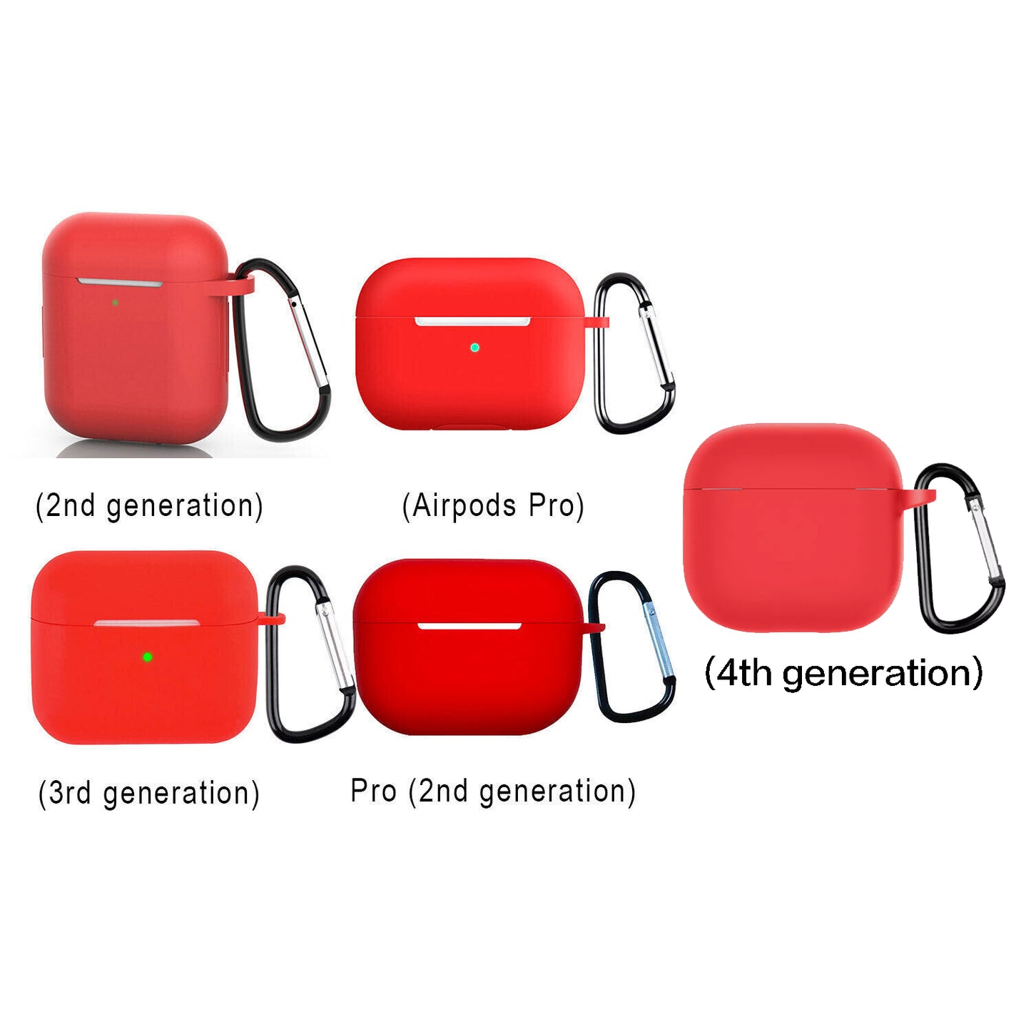 For Apple AirPods Silicone Case Protective Soft Cover Shell Key Chain
