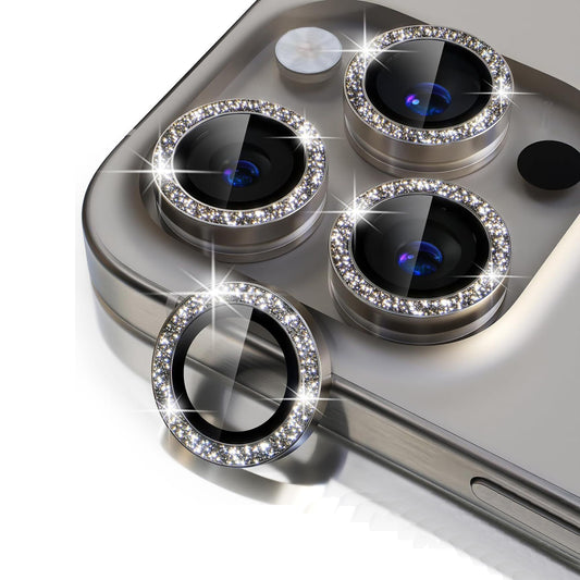 For iPhone Metal Camera Len Glitter Cover Glass Protector Bling