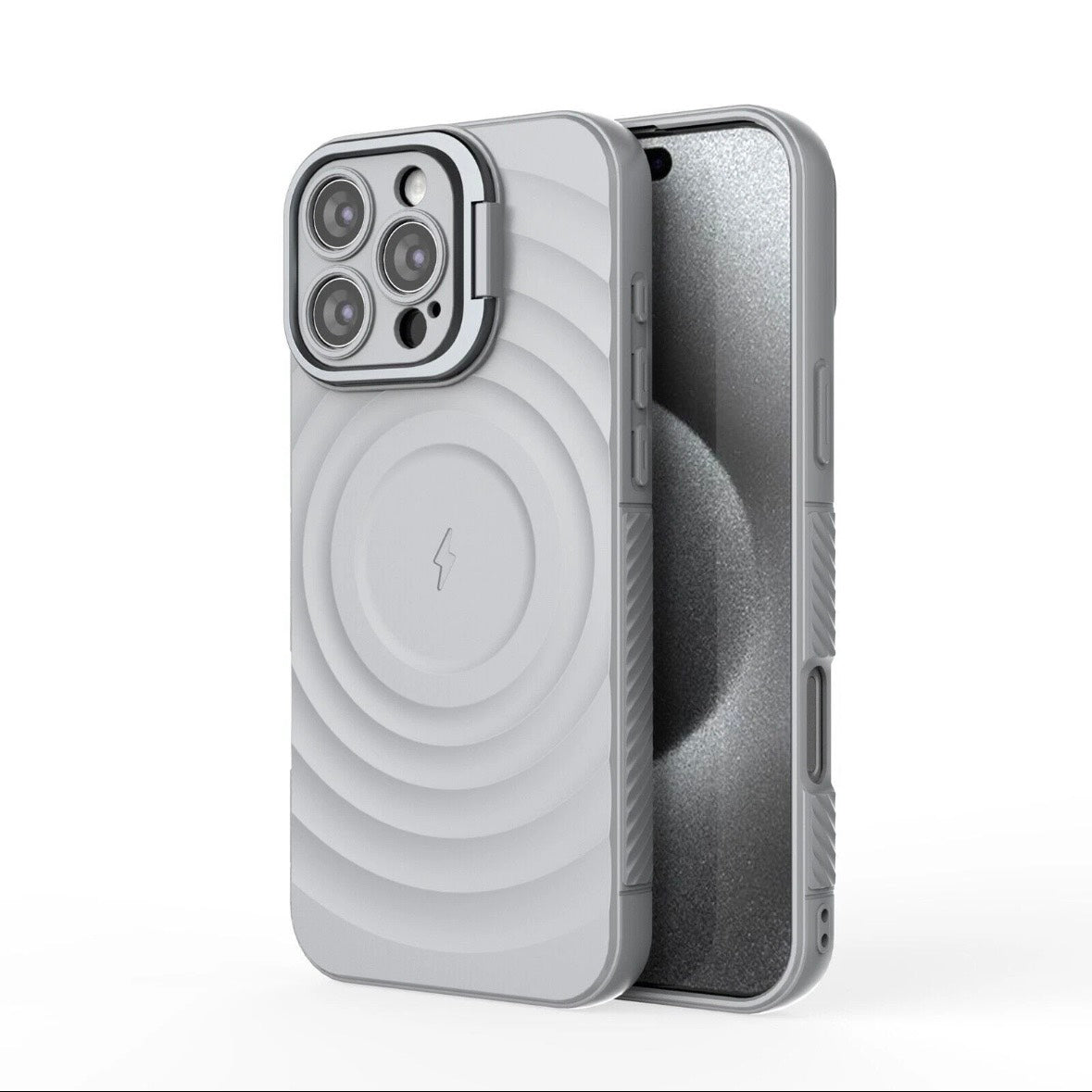 For Apple iPhone 16 Pro Max Magnetic Magsafe Case Back Camera Holder Cover - Grey