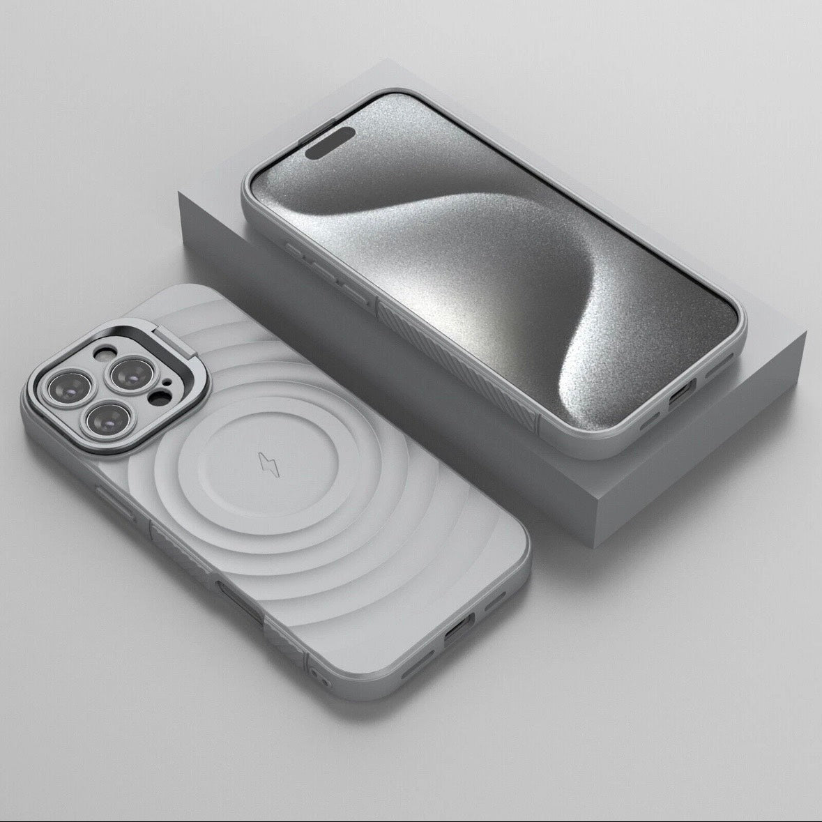 For Apple iPhone 16 Pro Max Magnetic Magsafe Case Back Camera Holder Cover - Grey