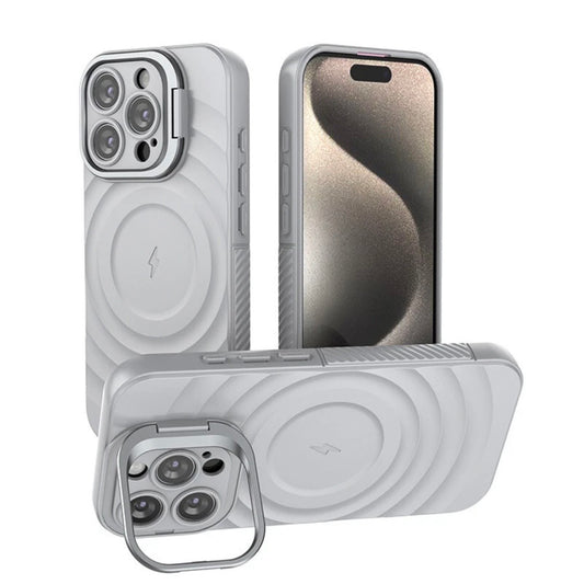 For Apple iPhone 16 Pro Max Magnetic Magsafe Case Back Camera Holder Cover - Grey