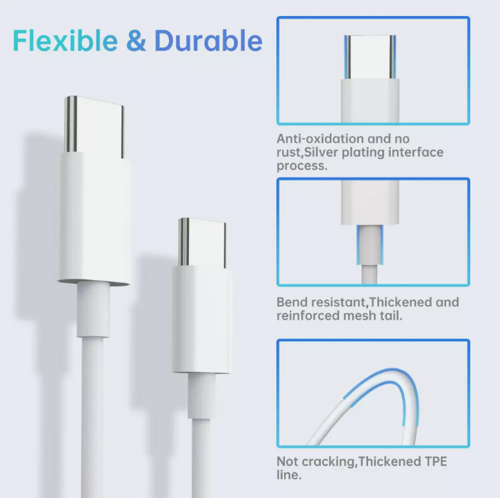 60W Type C to USB-C Cable Fast Charging Cord Charger For MacBook 1.8m