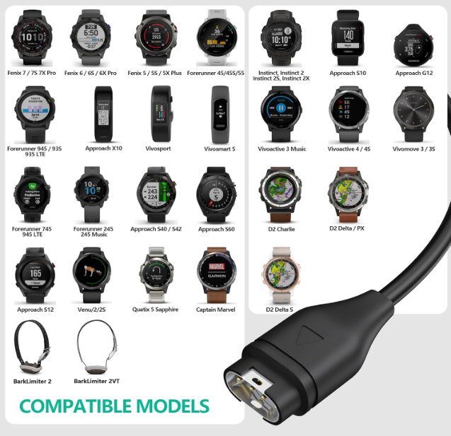 USB Charger Dock Cable For Garmin Watch Fenix Epix Forerunner Approach Vivoactive Vivomove Instinct Venu